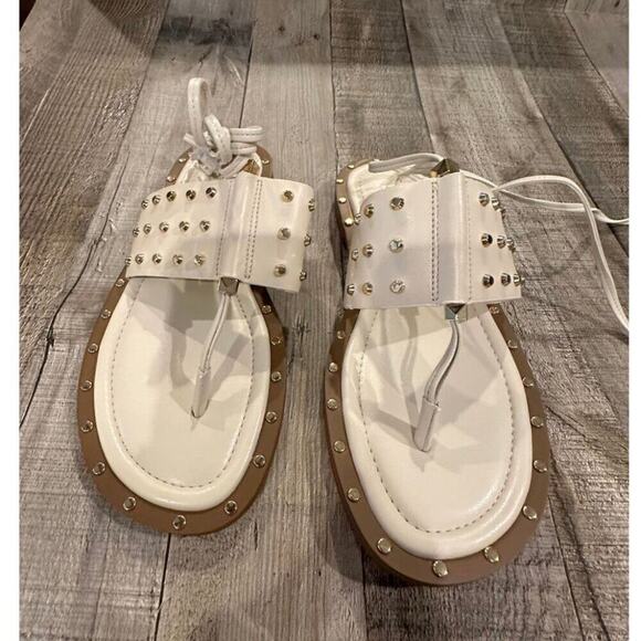 MICHAEL Michael Kors | Biege Jagger Ankle-Tie Studded Leather Sandal | S… - Picture 12 of 16